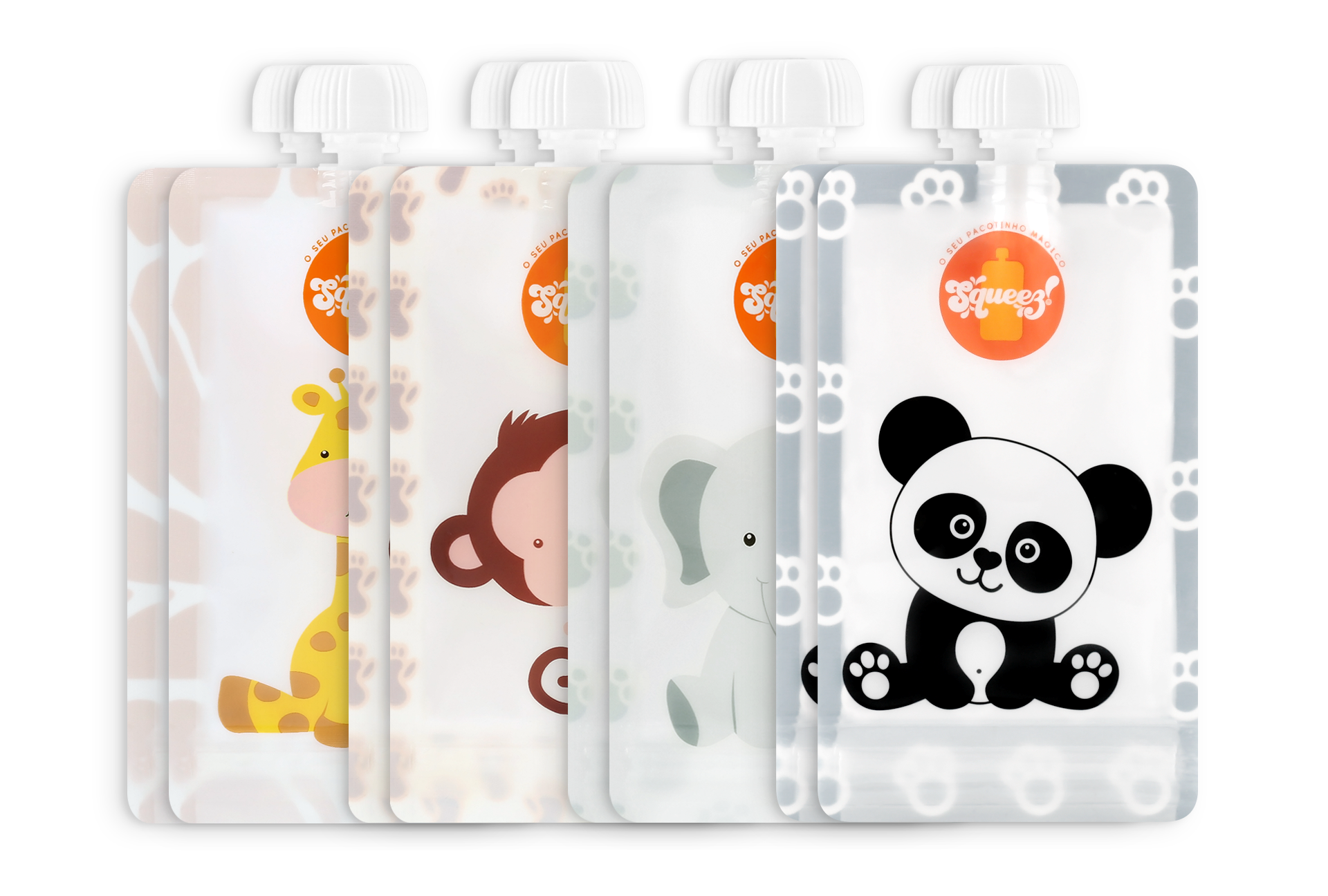 Lot de 8 sachets compressibles réutilisables pour animaux 150 ml 