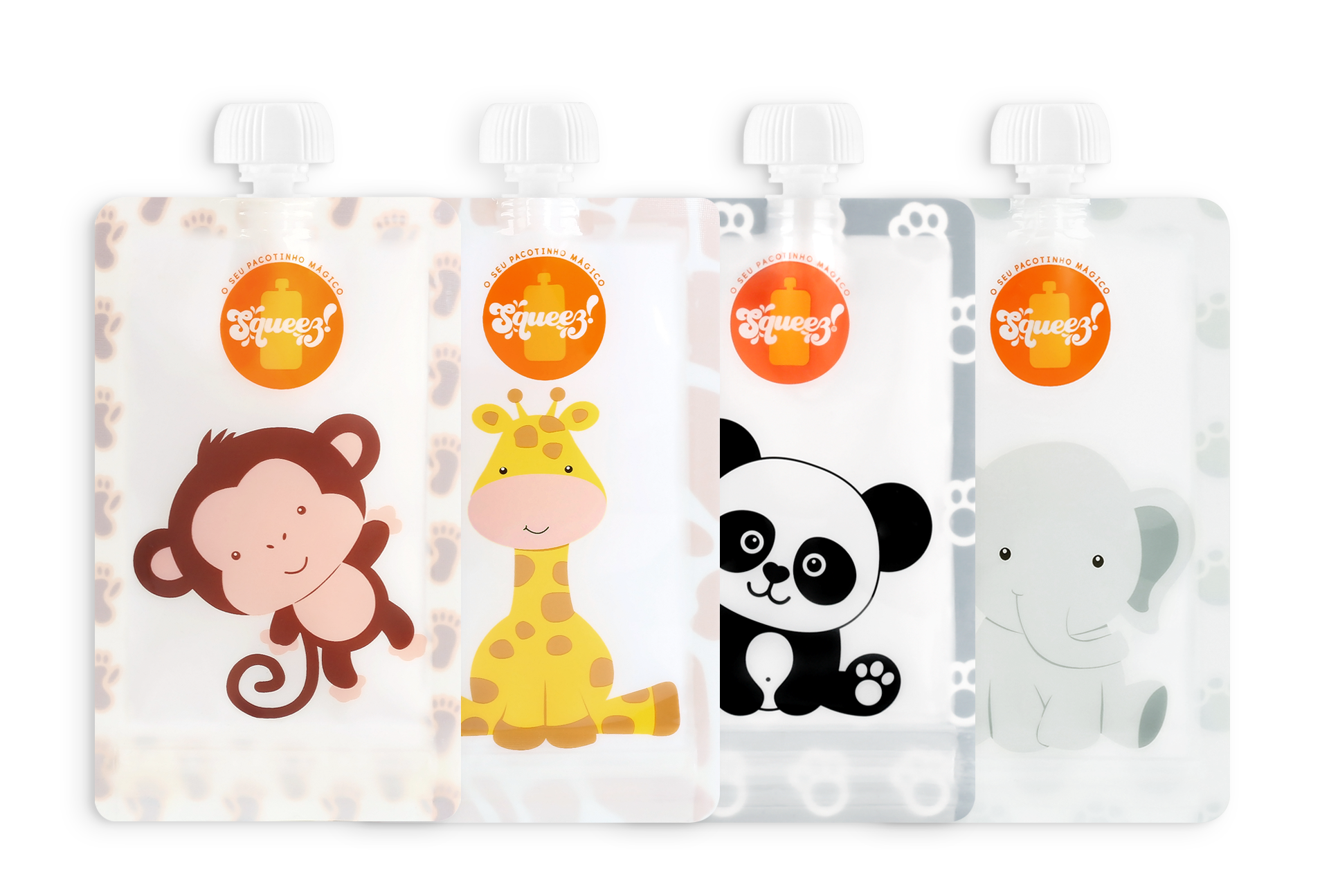 Lot de 4 sachets compressibles réutilisables pour animaux 150 ml 